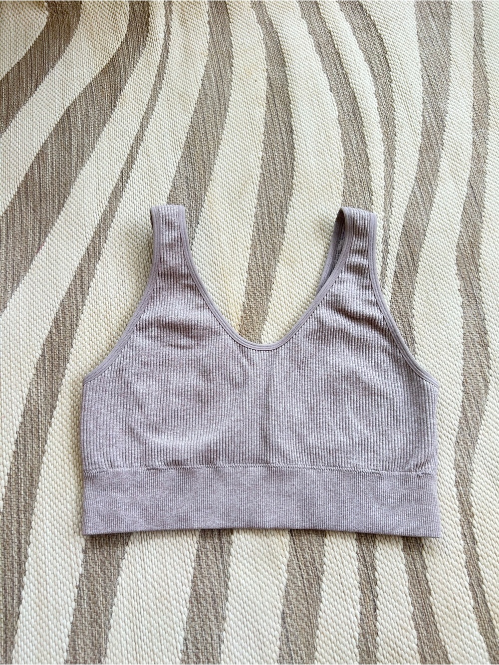 Aerie Seamless Ribbed Light Tan Lounge Bralette - Size Large